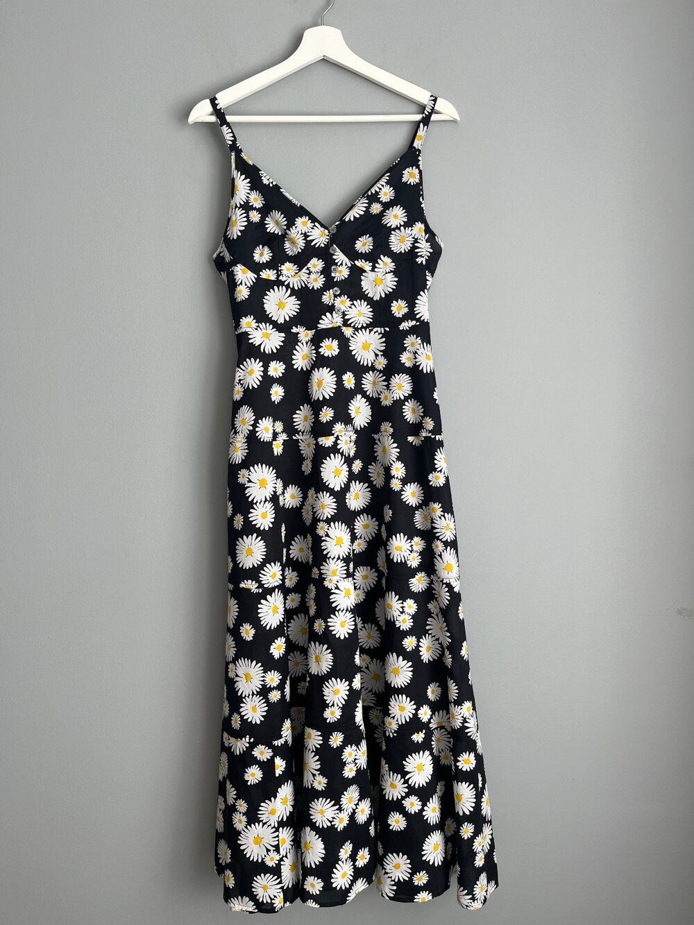J.Crew NWT $248 Women's Tiered Cotton Poplin Maxi Dress Daisy Print 4 90s Black